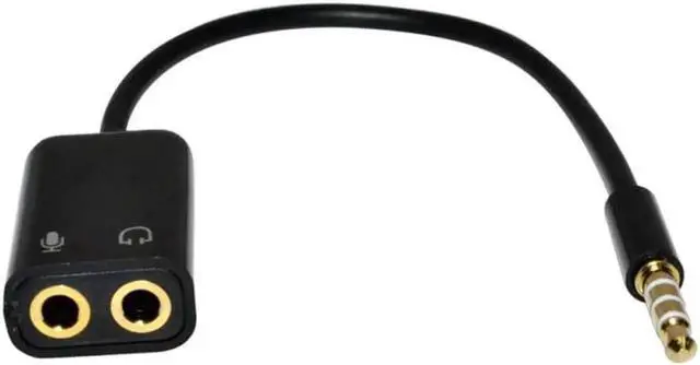 Alt view image 2 of 6 - 1Pcs 3.5mm Stereo Splitter Audio Male to Earphone Headset + Microphone Adapter Cable Black Audio & Video Cables