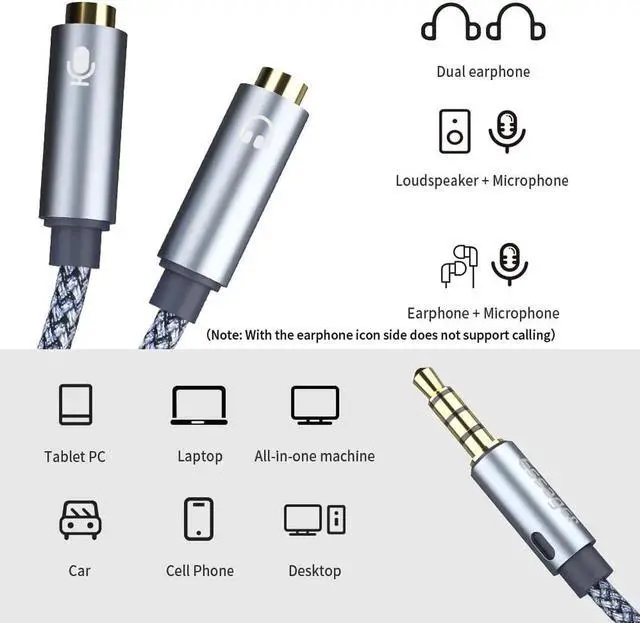 Main image of 1Pcs Headphone Splitter 3.5mm Audio Cable 3.5 mm Adapter Male to 2 Female Jack AUX Cable for iPhone Xiaomi Redmi MP3 Player