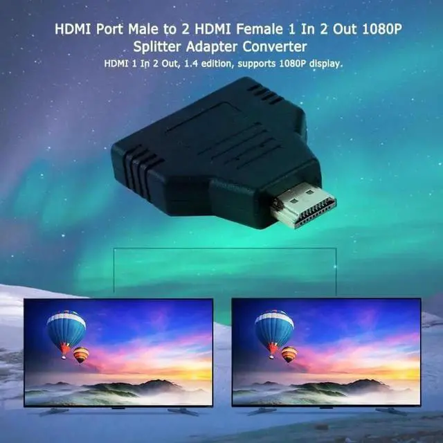 Alt view image 4 of 6 - 1Pcs HDMI Audio Cable Port Male to 2 HDMI Female 1 In 2 Out 1080P Splitter Cable Adapter Converter Auto Switch Extender