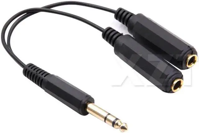Alt view image 2 of 4 - 1Pcs PZ 6.35mm Jack to 2 x 1/4 Plug Stereo Audio Y Splitter Adapter Cable 6.35 Male to Female