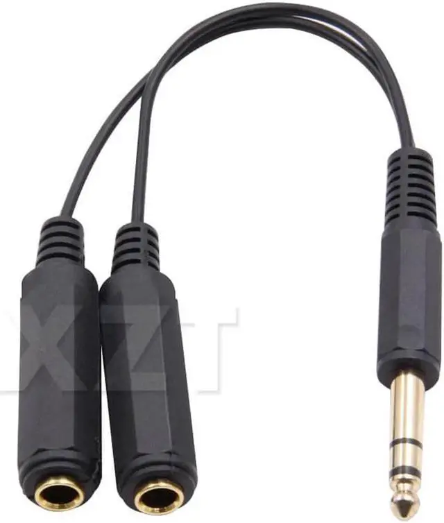 Main image of 1Pcs PZ 6.35mm Jack to 2 x 1/4 Plug Stereo Audio Y Splitter Adapter Cable 6.35 Male to Female