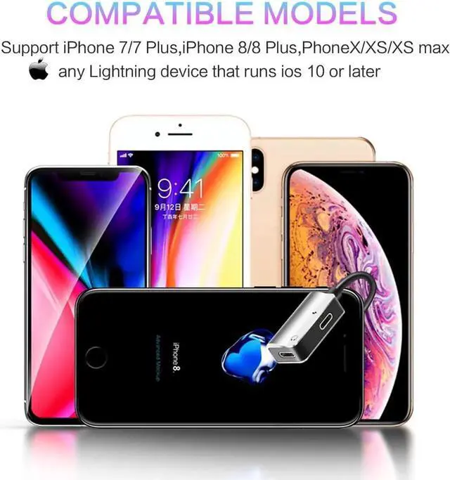 Alt view image 4 of 6 - 1Pcs 2 in 1 USB C Audio Splitter Cable Charger Audio Earphone Jack Cable Adapter Converter For Apple iPhone X XS Max XR 6S 6 7 8 Plus