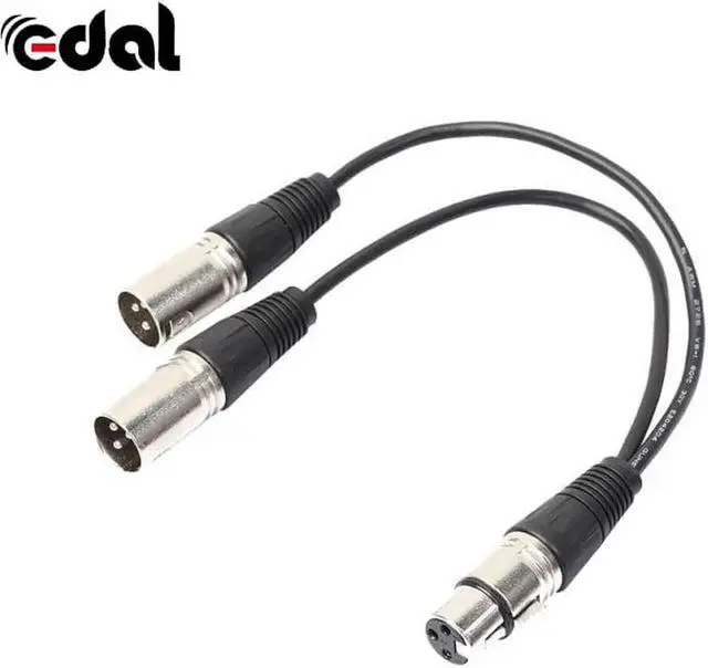 Main image of 1Pcs Universal 3Pin XLR Female Jack To 2 Male XLR Plug Y Splitter Adapter Cables MIC Microphone Audio Extension Cable