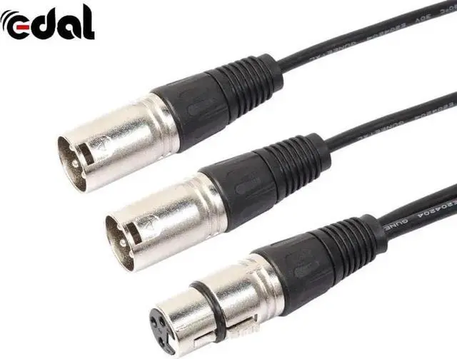Alt view image 6 of 6 - 1Pcs Universal 3Pin XLR Female Jack To 2 Male XLR Plug Y Splitter Adapter Cables MIC Microphone Audio Extension Cable