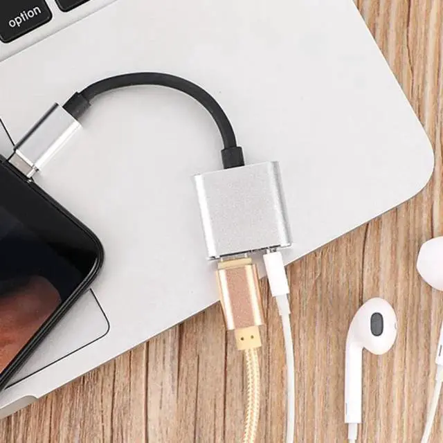 Alt view image 6 of 6 - 1Pcs USB C Audio Cable to 2 in 1 Type C 3.5 mm Jack Earphone Adapter Receiver for Moto Audio Splitter