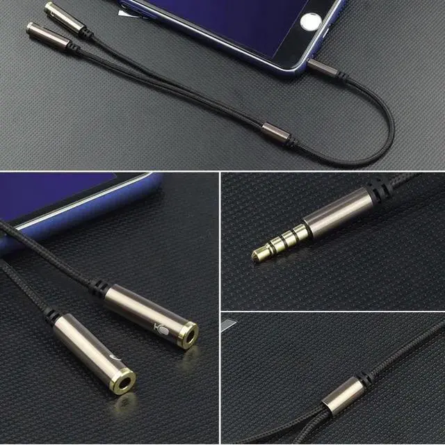 Alt view image 6 of 6 - 1Pcs 3.5mm Jack Audio Splitter Cable Earphone Splitter Tow In One audio line Aux Microphone and Headphones adapter for Phone iPad