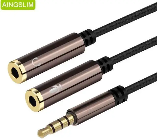 Main image of 1Pcs 3.5mm Jack Audio Splitter Cable Earphone Splitter Tow In One audio line Aux Microphone and Headphones adapter for Phone iPad