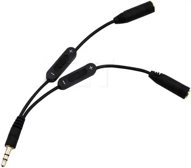 Alt view image 3 of 3 - 1Pcs 3.5mm Male to 2 Female Stereo Audio Y Splitter Adapter Cable With Volume Control for Phone MP3 PC Laptop