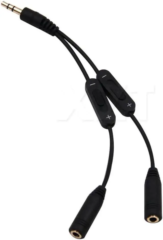 Alt view image 2 of 3 - 1Pcs 3.5mm Male to 2 Female Stereo Audio Y Splitter Adapter Cable With Volume Control for Phone MP3 PC Laptop