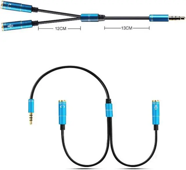 Alt view image 4 of 6 - 1Pcs Universal 2 in 1 3.5mm Stereo Audio Male to Female Headset Mic Y Splitter Cable Adapter Connector for Mobile phone