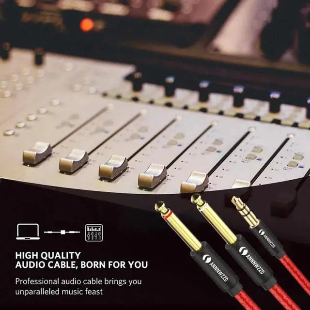 Alt view image 6 of 6 - 1Pcs Jack 3.5mm to 6.35mm Adapter Audio Cable for Mixer Amplifier Speaker Gold Plated 6.5mm 3.5 Jack Male Splitter Audio Cable
