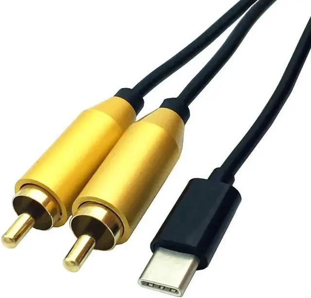 Alt view image 2 of 6 - 1Pcs RISE USB Type C Male to Dual RCA Male Stereo Audio Y Splitter Adapter Gold Plated RCA Plugs 80cm/2.7ft