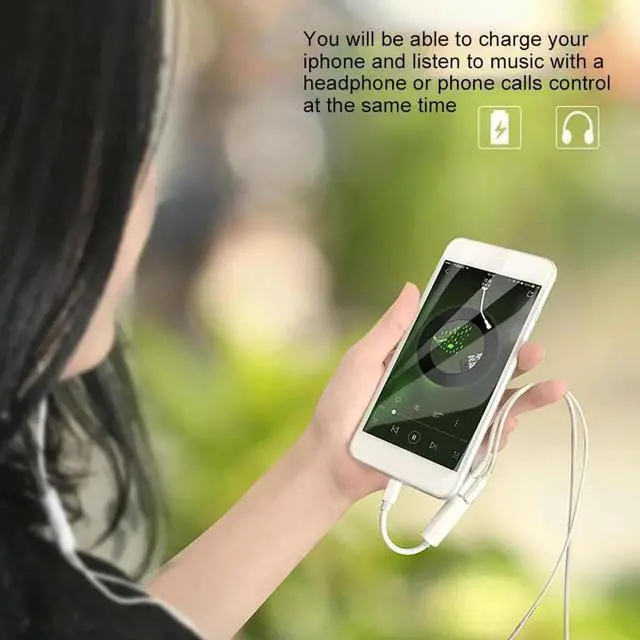 Alt view image 6 of 6 - 1Pcs 2 in 1 Audio Cable Adapter For iPhone 7 8 Plus For Apple interface to Earphone Splitter USB Audio Adapter Charging/Music/Call