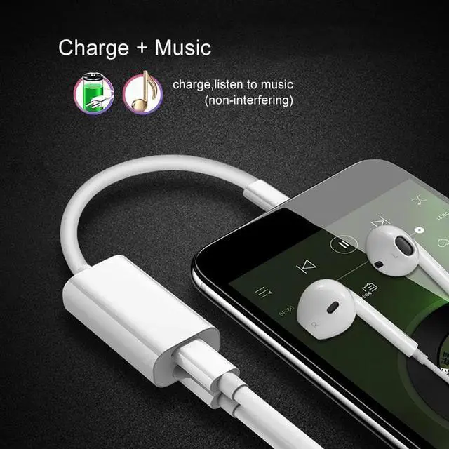 Alt view image 5 of 6 - 1Pcs 2 in 1 Audio Cable Adapter For iPhone 7 8 Plus For Apple interface to Earphone Splitter USB Audio Adapter Charging/Music/Call