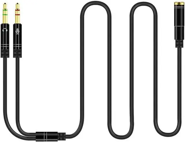 Alt view image 2 of 6 - 1Pcs Earphone&Mic Y Splitter Adapter 3.5mm Audio Aux 2 Male to 1 Female Headphone Extension Cable Connected Cord Splitter to Laptop