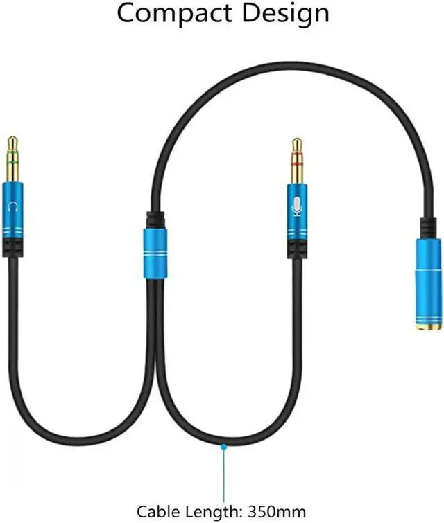Alt view image 6 of 6 - 1Pcs Earphone&Mic Y Splitter Adapter 3.5mm Audio Aux 2 Male to 1 Female Headphone Extension Cable Connected Cord Splitter to Laptop