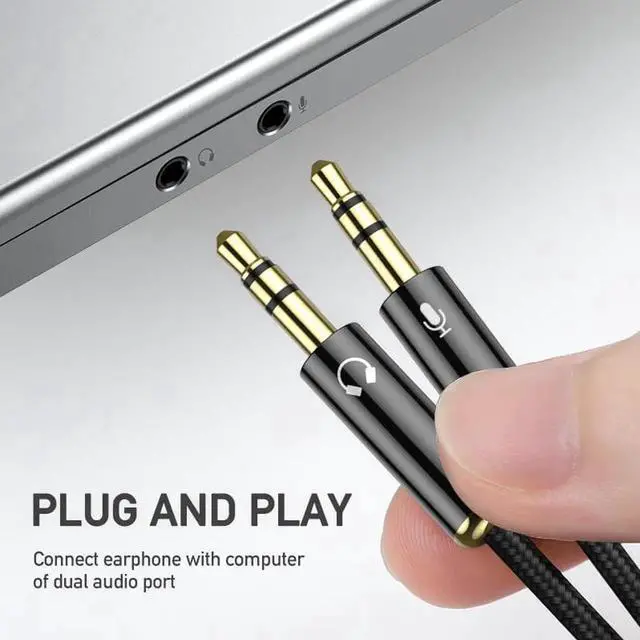 Alt view image 6 of 6 - 1Pcs KUULAA Splitter Headphone for Computer 3.5mm Female to 2 Male 3.5mm Mic Audio Y Splitter Cable Headset to PC Adapter