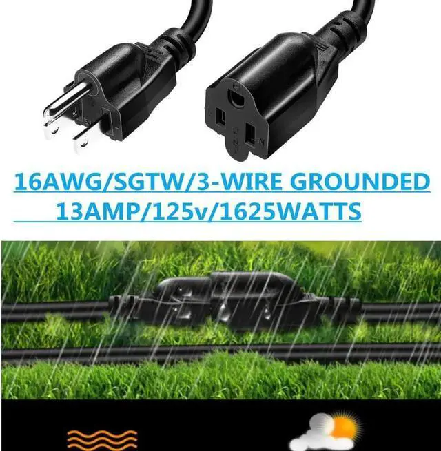 Alt view image 2 of 5 - Short Power Extension Cord ,16AWG/13A,Outlet Saver, 3 Prong Male Plug to Female Socket Heavy Duty Power Extension Cable(1FT/0.3M)\u2026