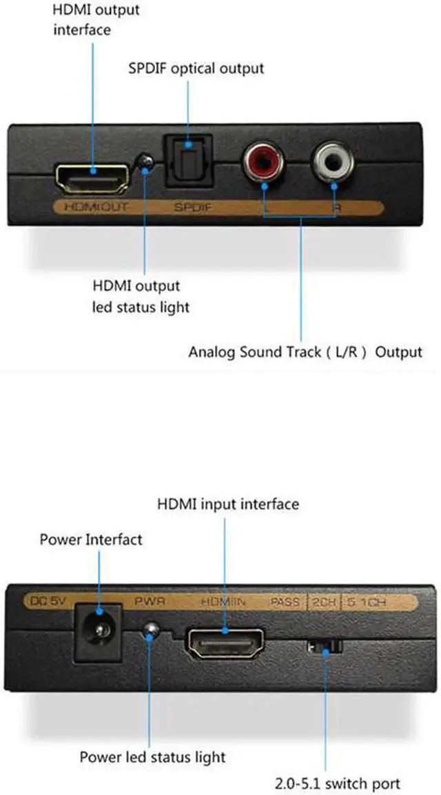 Alt view image 2 of 6 - 1Pcs Hdmi audio extractor HDMI to HDMI Optical TOSLINK SPDIF + RCA L/R Audio Extractor Converter HDMI Audio Splitter Adapter