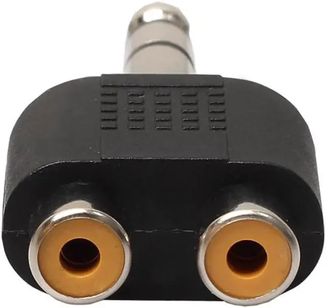 Alt view image 3 of 6 - 2Pcs 6.35mm 1/4" inch Stereo Audio Plug Connector To 2 RCA Female Audio Splitter Adapter For PC Stereo MP3 players