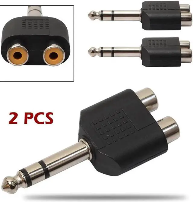Alt view image 6 of 6 - 2Pcs 6.35mm 1/4" inch Stereo Audio Plug Connector To 2 RCA Female Audio Splitter Adapter For PC Stereo MP3 players
