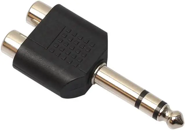 Alt view image 2 of 6 - 2Pcs 6.35mm 1/4" inch Stereo Audio Plug Connector To 2 RCA Female Audio Splitter Adapter For PC Stereo MP3 players