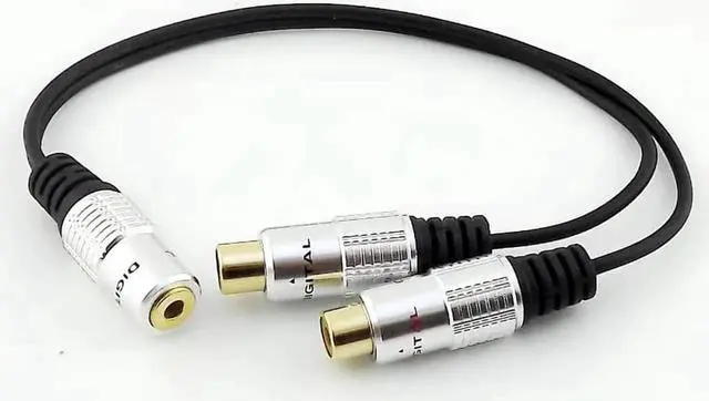 Main image of 1Pcs 3.5mm 1/8" Mini Stereo Female To 2 RCA Female Jack Audio Adapter Splitter Cable 25cm