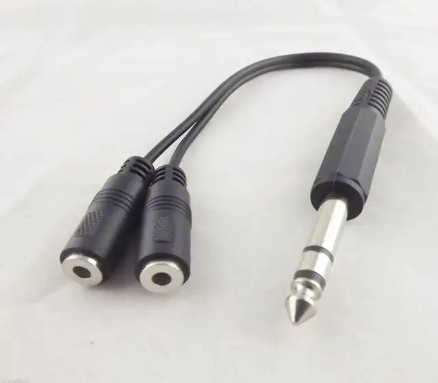 Alt view image 3 of 4 - 1Pcs 6.35mm 1/4" Male To Dual 3.5mm Female Stereo Audio Y Splitter Adapter Cable 20cm