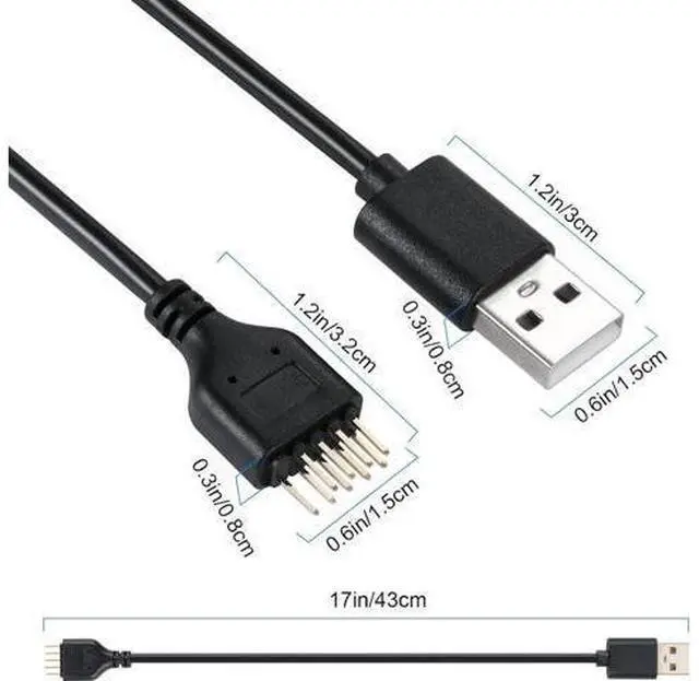 Alt view image 7 of 7 - Motherboard USB 2.0 9-PIN to USB A Header Cable,USB 9PIN Header Extension Cable Adapter for USB Device