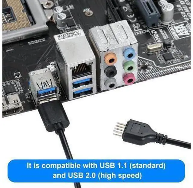 Alt view image 3 of 7 - Motherboard USB 2.0 9-PIN to USB A Header Cable,USB 9PIN Header Extension Cable Adapter for USB Device