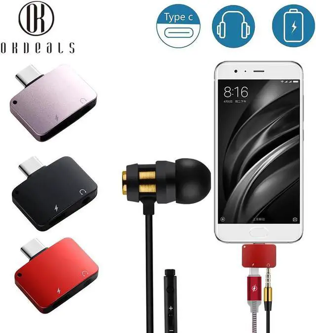 Alt view image 3 of 6 - 1Pcs USB C Audio Cable to 2 in 1 Type C 3.5 mm Jack Earphone Adapter Receiver for Audio Splitter With Type C Charging Port