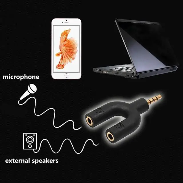 Alt view image 4 of 6 - 2pcs Earphone Splitter Adapter U Type Jack 3.5mm To Dual 3.5mm Headphone Seperator Male To Female Stereo Audio Adapter
