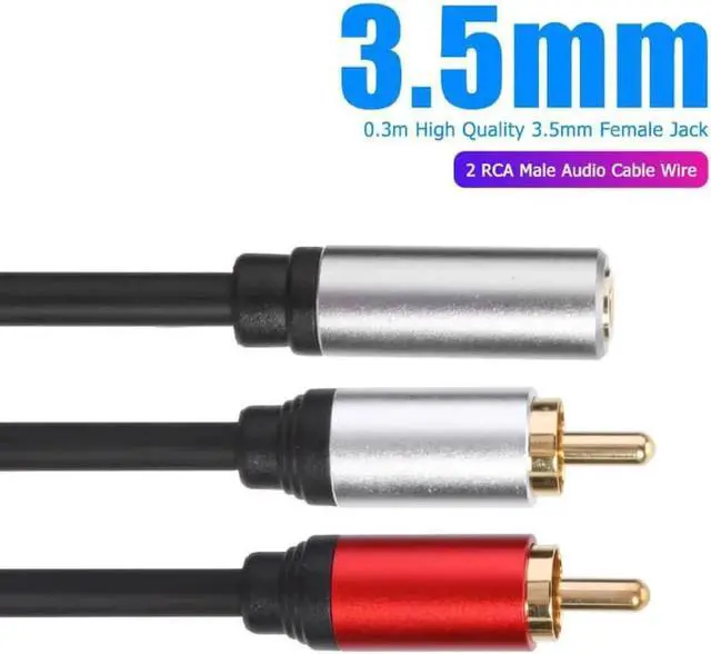 Alt view image 6 of 6 - 1Pcs 0.3m 3.5mm Female Jack to 2 RCA Male Audio Cable Y Splitter Adapter Wire