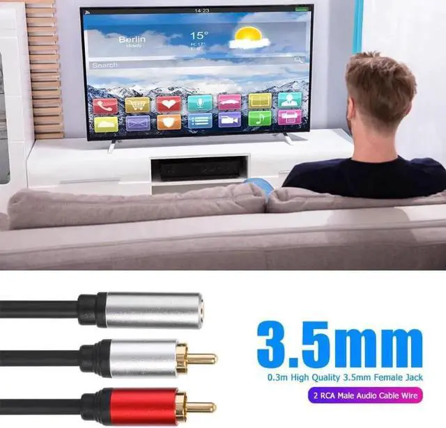 Alt view image 5 of 6 - 1Pcs 0.3m 3.5mm Female Jack to 2 RCA Male Audio Cable Y Splitter Adapter Wire