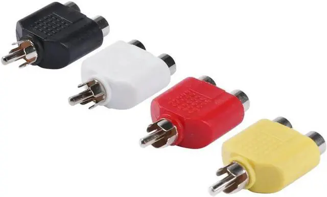 Alt view image 2 of 6 - 1Pcs 4 x RCA Jack Y Splitter Plug Adapter 1 Male to 2 Female For Audio Video AV TV Cable Converter Durable Lightweight random send FS
