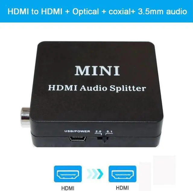 Main image of 1Pcs Hdmi audio extractor HDMI to HDMI and Optical TOSLINK SPDIF + 3.5mm Stereo Audio Extractor Converter HDMI Audio Splitter Adapter