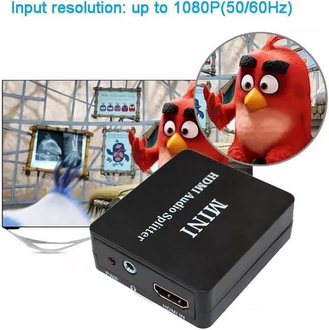 Alt view image 2 of 6 - 1Pcs Hdmi audio extractor HDMI to HDMI and Optical TOSLINK SPDIF + 3.5mm Stereo Audio Extractor Converter HDMI Audio Splitter Adapter