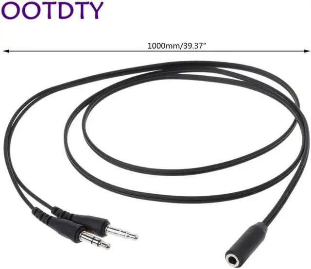 Alt view image 2 of 5 - 1Pcs 1M 3.5MM Plug Female to 2 Male Splitter Earphone Audio Adapter Cable Wire for PC Computer Smartphones Headset Microphone Use