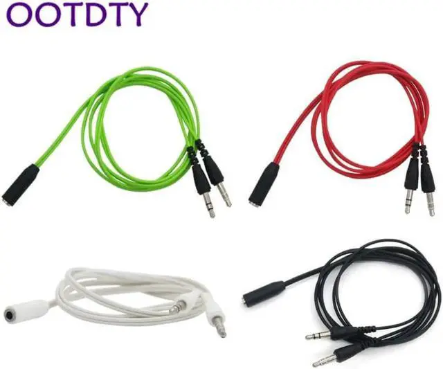 Main image of 1Pcs 1M 3.5MM Plug Female to 2 Male Splitter Earphone Audio Adapter Cable Wire for PC Computer Smartphones Headset Microphone Use