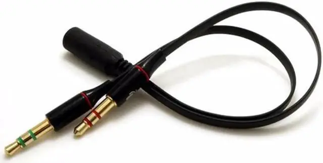 Alt view image 3 of 5 - 1Pcs Top Black 3.5mm Y Splitter 2 Jack Male to 1 Female Headphone Mic Audio Adapter Cable Cord 20cm Mayitr