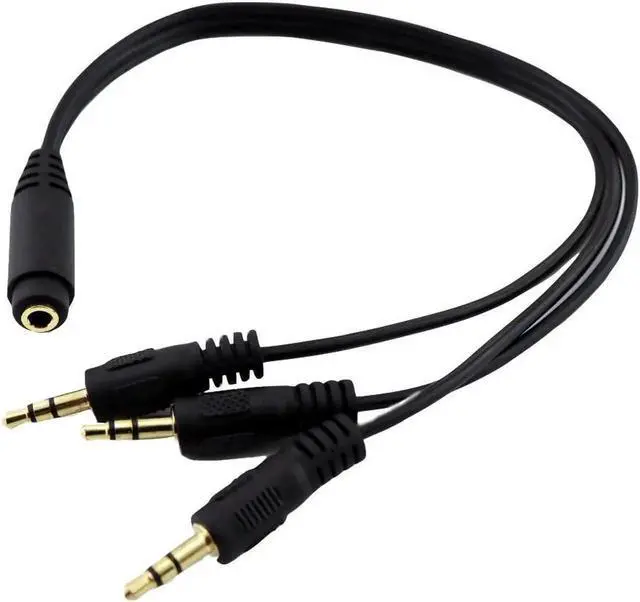 Alt view image 3 of 6 - 1Pcs 1x 3.5mm 1/8" 3 Pole Female to 3x Male Gold Plated Plug Stereo Headphone Splitter Audio Adapter Cable Black 1FT/30CM