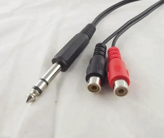 Alt view image 5 of 6 - 1Pcs 6.35mm 1/4" Male Stereo To 2 Dual RCA Phono Female Splitter Audio Adapter Cable 20cm
