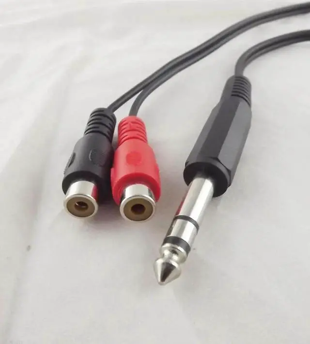 Alt view image 3 of 6 - 1Pcs 6.35mm 1/4" Male Stereo To 2 Dual RCA Phono Female Splitter Audio Adapter Cable 20cm