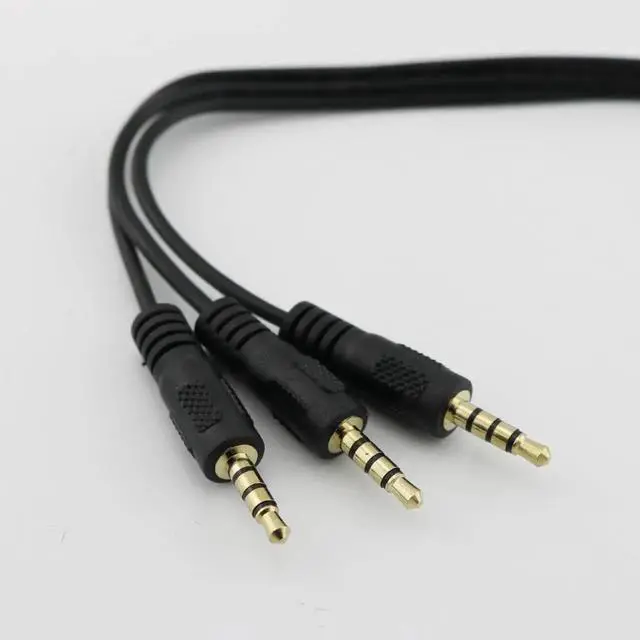 Alt view image 2 of 6 - 1Pcs Gold Plated 3.5mm TRRS Stereo Female 4 Pole Jack to 3x 1/8" Male Plug Audio Headphone Adapter Splitter Cable 30cm/1ft