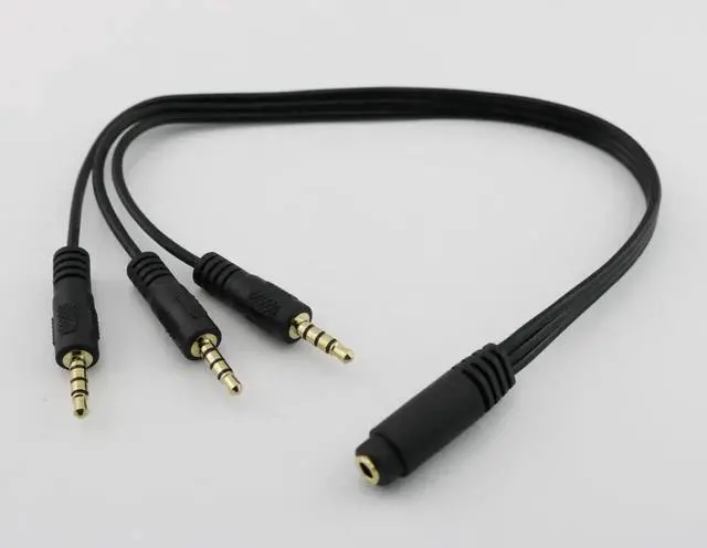 Alt view image 3 of 6 - 1Pcs Gold Plated 3.5mm TRRS Stereo Female 4 Pole Jack to 3x 1/8" Male Plug Audio Headphone Adapter Splitter Cable 30cm/1ft