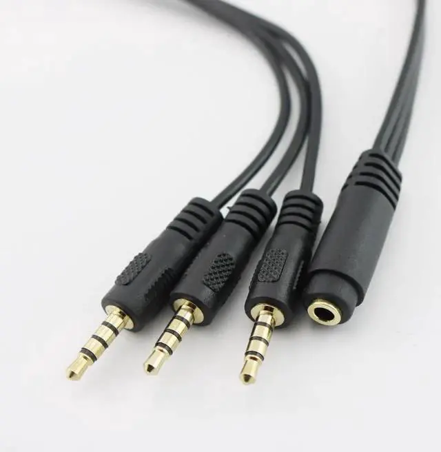Alt view image 6 of 6 - 1Pcs Gold Plated 3.5mm TRRS Stereo Female 4 Pole Jack to 3x 1/8" Male Plug Audio Headphone Adapter Splitter Cable 30cm/1ft