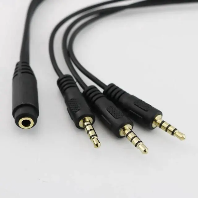 Alt view image 5 of 6 - 1Pcs Gold Plated 3.5mm TRRS Stereo Female 4 Pole Jack to 3x 1/8" Male Plug Audio Headphone Adapter Splitter Cable 30cm/1ft