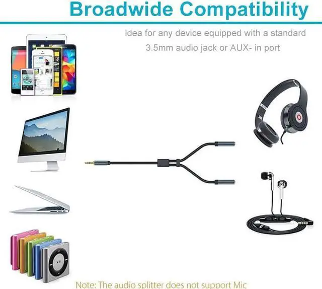 Alt view image 4 of 6 - 1Pcs 30cm 3.5mm Audio Cable Male to Dual Female Splitter Jack Adapter for Computer Mobile Phone Speaker GT66
