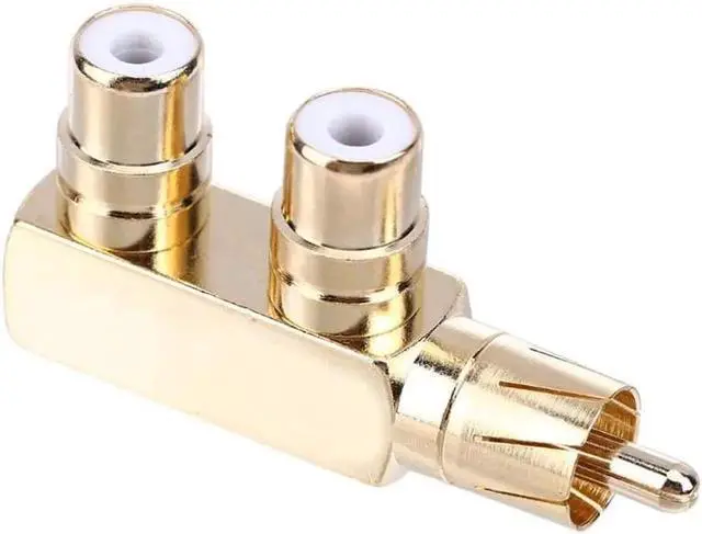 Alt view image 3 of 6 - 1Pcs Audio Right Angle RCA Copper Adapter Splitter 1 RCA Male To 2 RCA Female Plug Splitter Adapter Connector