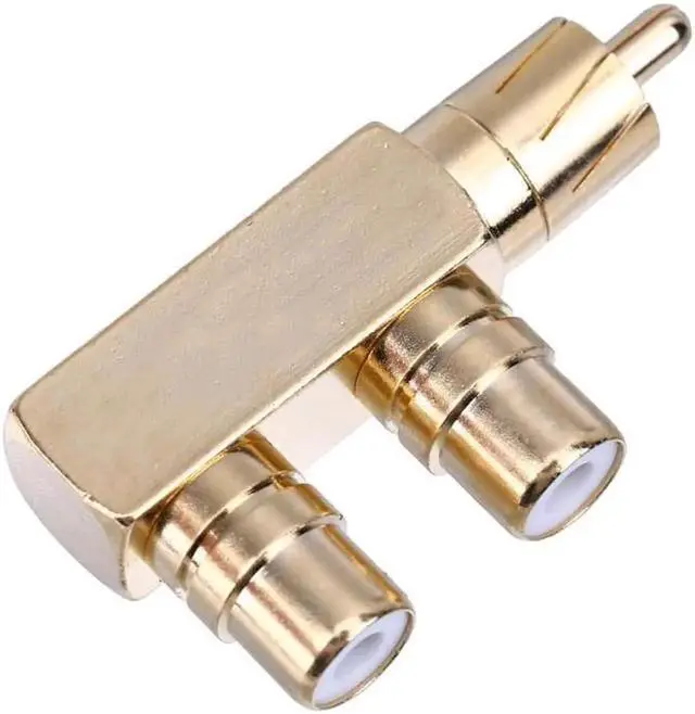 Alt view image 6 of 6 - 1Pcs Audio Right Angle RCA Copper Adapter Splitter 1 RCA Male To 2 RCA Female Plug Splitter Adapter Connector